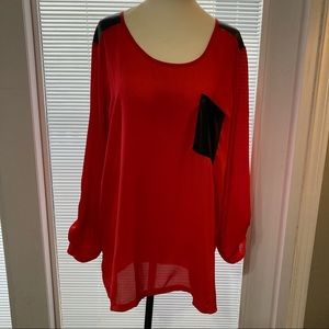 🌸5/$25🌸 Lady Dutch Size L Blouse Pleather Accents